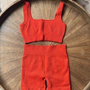 2 Piece Burnt Orange Ribbed Set